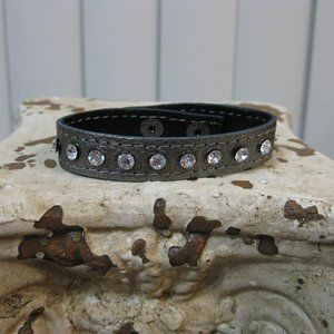 NWOT Express silver leather rhinestone cuff bracelet